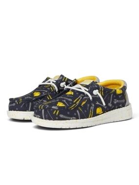 Hey Dude Wally T Construction in Navy Multi Toddler Shoes Size C5 (Boy) LIKE NEW